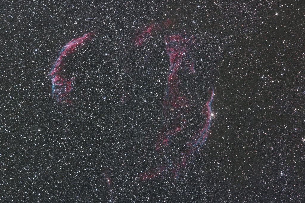 Cygnus Loop with a Canon EOS 60Da and 200mm lens. Click the image for a larger version.