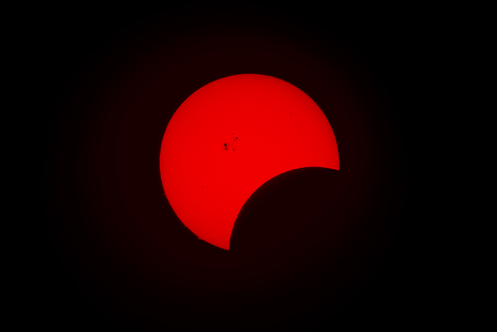 Partial Solar Eclipse of October 23, 2014 from Borrego Springs, California, with a Canon 6D and Televue 101. Click the image for a larger version.